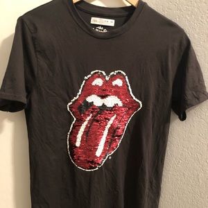 ZARA Kids Rolling Stones Reversible Sequin TShirt